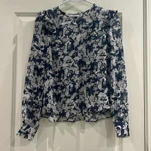Zara semi sheer floral blouse